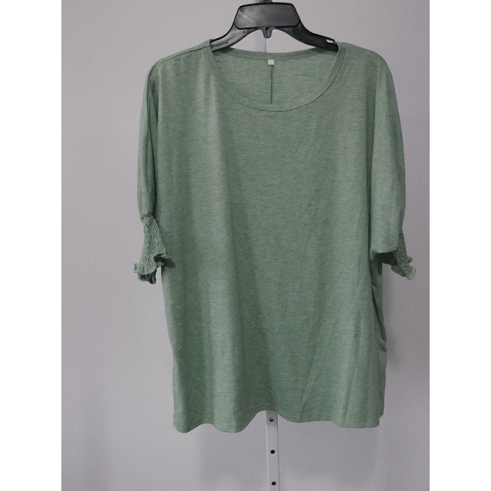 Women's Smocked Flounce Sleeve Round Neck Top #2053-D5 - Picture 2 of 8